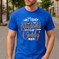 Will Trade Students For Candy Halloween Costume Teacher Men's Casual T-Shirt Royal Blue Will Trade Students For Candy Halloween Costume Teacher Men's Casual T-Shirt Royal Blue