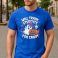 Will Trade Students For Candy Halloween Teacher Men's Casual T-Shirt Royal Blue