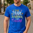 Will Trade Students For Candy Teacher Cute Halloween Costume Men's Casual T-Shirt Royal Blue Will Trade Students For Candy Teacher Cute Halloween Costume Men's Casual T-Shirt Royal Blue