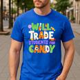 Will Trade Students For Candy Teacher Cute Halloween Costume Men's Casual T-Shirt Royal Blue Will Trade Students For Candy Teacher Cute Halloween Costume Men's Casual T-Shirt Royal Blue