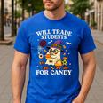 Will Trade Students For Candy Teacher Ghost Halloween Men's Casual T-Shirt Royal Blue