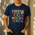 100 Days Of School Teacher And Student Men's Casual T-Shirt Navy
