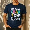 100th Day Of School Get Your Cray On Teacher Men's Casual T-Shirt Navy 100th Day Of School Get Your Cray On Teacher Men's Casual T-Shirt Navy