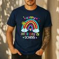 100th Day Of School Rainbow Happy 100 Days Smarter Teacher Men's Casual T-Shirt Navy