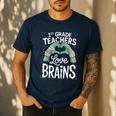 1st Grade Teachers Love Brains Shirt Halloween Teacher Men's Casual T-Shirt Navy 1st Grade Teachers Love Brains Shirt Halloween Teacher Men's Casual T-Shirt Navy