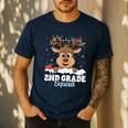 2nd Grade Teacher Christmas Second Grade Squad Reindeer Xmas For Men Women Kids Men's Casual T-Shirt Navy