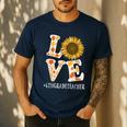4th Grade Teacher Love Autumn Fall Sunflower Appreciation Men's Casual T-Shirt Navy 4th Grade Teacher Love Autumn Fall Sunflower Appreciation Men's Casual T-Shirt Navy