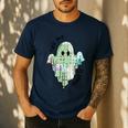AAC Ghost Tell Me About It Speech Pathology AAC Sped Teacher Men's Casual T-Shirt Navy