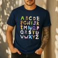 ABC Animals Alphabet Graphic Boys Girls Kindergarten Teacher Men's Casual T-Shirt Navy