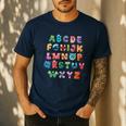 ABC Cute Monster Alphabet Halloween Teacher Costume Kids Men's Casual T-Shirt Navy