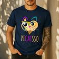 Abstract Cat Art Picatsso Shirt For Art Teachers Men's Casual T-Shirt Navy Abstract Cat Art Picatsso Shirt For Art Teachers Men's Casual T-Shirt Navy