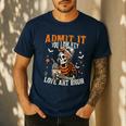 Admit It You Low Key Love Art Bruh Halloween Art Teacher Men's Casual T-Shirt Navy