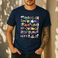 Alphabet ABCs Halloween Characters Kindergarten Teacher Kids Men's Casual T-Shirt Navy Alphabet ABCs Halloween Characters Kindergarten Teacher Kids Men's Casual T-Shirt Navy