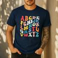 Alphabet Hi Back To School ABC Pre K Kindergarten Teacher Men's Casual T-Shirt Navy Alphabet Hi Back To School ABC Pre K Kindergarten Teacher Men's Casual T-Shirt Navy