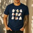Art Teacher Ghost Halloween Artists Painter Teacher Spooky Men's Casual T-Shirt Navy