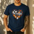 Art Teacher Heart Autumn Thanksgiving Kids Men's Casual T-Shirt Navy