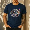 Art Teacher Pumpkin Scary Halloween Costume Men Women Men's Casual T-Shirt Navy