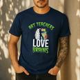 Art Teachers Love Brains Shirt Halloween Zombie Teaching Tee Men Women Kids Men's Casual T-Shirt Navy Art Teachers Love Brains Shirt Halloween Zombie Teaching Tee Men Women Kids Men's Casual T-Shirt Navy