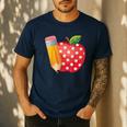 Back To School Pencil And Apple Teacher Student Men's Casual T-Shirt Navy