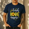 Back To School Teach Love And Inspire Teacher Sunflower Men's Casual T-Shirt Navy Back To School Teach Love And Inspire Teacher Sunflower Men's Casual T-Shirt Navy