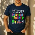 Battery Life Of a Preschool School Teacher School Week Men's Casual T-Shirt Navy Battery Life Of a Preschool School Teacher School Week Men's Casual T-Shirt Navy