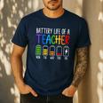 Battery Life Of A Teacher School Teacher Appreciation Men's Casual T-Shirt Navy Battery Life Of A Teacher School Teacher Appreciation Men's Casual T-Shirt Navy