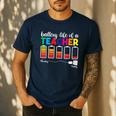Battery Life Of a Teacher Shirt Thanksgiving Teacher Men's Casual T-Shirt Navy