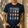 How To Become A Better Reader Animals Reading Teacher Men's Casual T-Shirt Navy How To Become A Better Reader Animals Reading Teacher Men's Casual T-Shirt Navy