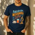 Biology Teacher Science Fueled By Mitochondria Coffee Men's Casual T-Shirt Navy