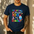 I Blasted Through 100 Days Of School 100th Day Teacher Kids Men's Casual T-Shirt Navy I Blasted Through 100 Days Of School 100th Day Teacher Kids Men's Casual T-Shirt Navy