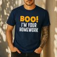 Boo I'm Your Homework Halloween Teacher Costume Men's Casual T-Shirt Navy