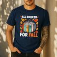 All Booked For Fall Book Pumpkin Autumn Thanksgiving Teacher Men's Casual T-Shirt Navy All Booked For Fall Book Pumpkin Autumn Thanksgiving Teacher Men's Casual T-Shirt Navy