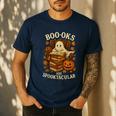 Books Are Spooktacular Ghost Book Reading Halloween Teachers Men's Casual T-Shirt Navy