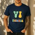 Braille Teacher Of The Visually Impaired Groovy VI Teacher Men's Casual T-Shirt Navy