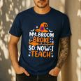 My Broom Broke So Now I Teach Halloween Teacher Men's Casual T-Shirt Navy