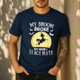 My Broom Broke So Now I Teach Math Teacher Halloween Costume For Men Women Men's Casual T-Shirt Navy