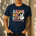 Bruh We Out Teacher Retro Last Day Of School Boys Girls Kids Men's Casual T-Shirt Navy