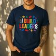I Build Leaders Bricks Building Blocks Teacher Brick Builder Men's Casual T-Shirt Navy