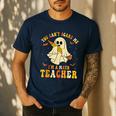 You Can't Scare Me I'm A Math Teacher Halloween Ghost Groovy Men's Casual T-Shirt Navy You Can't Scare Me I'm A Math Teacher Halloween Ghost Groovy Men's Casual T-Shirt Navy