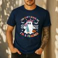 You Can't Scare Me I'm A Teacher Ghost Happy Halloween Men's Casual T-Shirt Navy