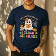 You Can't Scare Me I Teach 1st Grade Teacher Halloween Ghost Men's Casual T-Shirt Navy You Can't Scare Me I Teach 1st Grade Teacher Halloween Ghost Men's Casual T-Shirt Navy