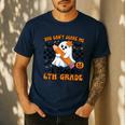 You Can't Scare Me I Teach 6th Grade Retro Teacher Halloween Men's Casual T-Shirt Navy