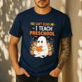 You Cant Scare Me I Teach Preschool Halloween Teacher Men's Casual T-Shirt Navy