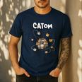 Catom Science Teacher Chemistry Lover Physics School Cat Men's Casual T-Shirt Navy