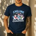 Chillin With My Snowmie Women Christmas Snowman Teacher Snow Men's Casual T-Shirt Navy Chillin With My Snowmie Women Christmas Snowman Teacher Snow Men's Casual T-Shirt Navy