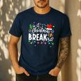 Is It Christmas Break Yet Teacher Xmas Light Santa Hat Men's Casual T-Shirt Navy Is It Christmas Break Yet Teacher Xmas Light Santa Hat Men's Casual T-Shirt Navy