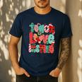 Christmas Coquette Bow Teacher Teach Love Inspire Men's Casual T-Shirt Navy Christmas Coquette Bow Teacher Teach Love Inspire Men's Casual T-Shirt Navy