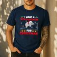Christmas Math Teacher Hippopotenuse Math Lovers Xmas Men's Casual T-Shirt Navy
