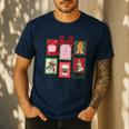 Christmas Teacher Stamps Men's Casual T-Shirt Navy