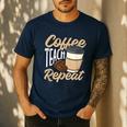Coffee Teach Repeat Teacher Men's Casual T-Shirt Navy Coffee Teach Repeat Teacher Men's Casual T-Shirt Navy